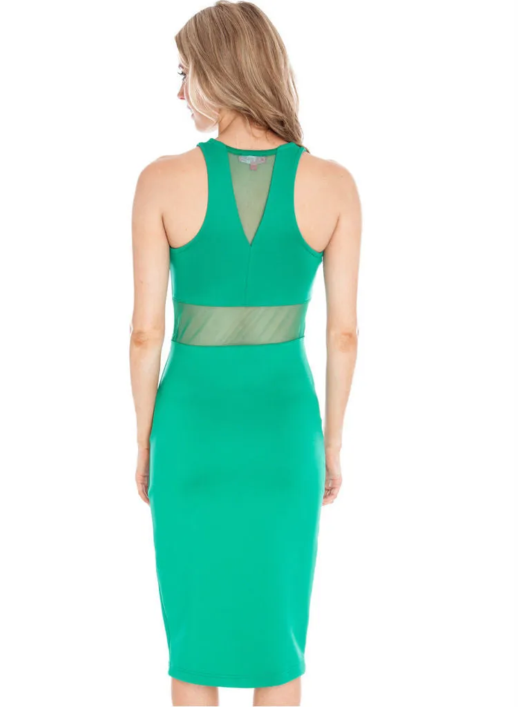 Sexy Green Mesh insert casual sports maxi dress