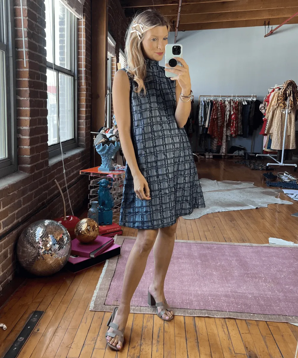 Sleeveless Mod Dress - Indigo Hearts