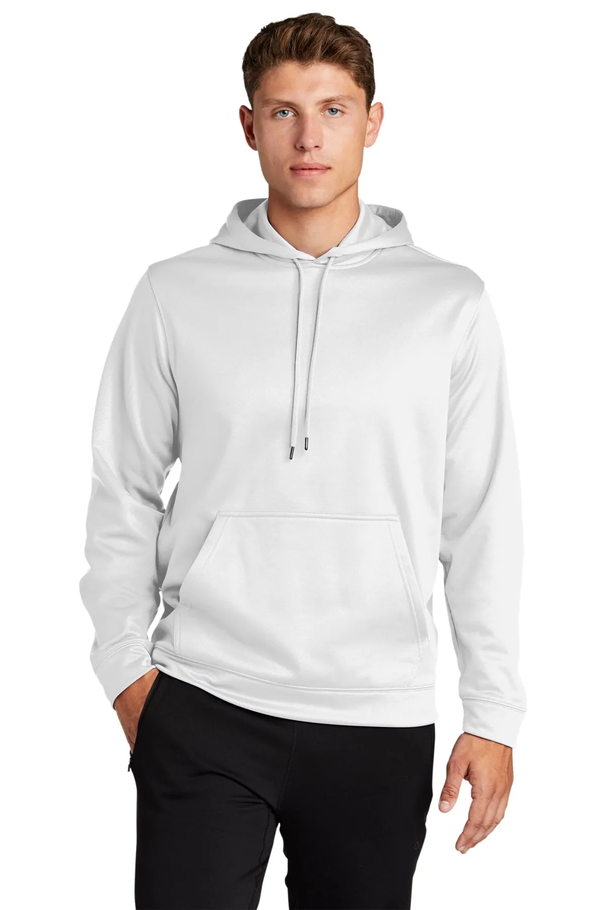 Sport-Tek Sport-Wick Fleece Branded Hooded Pullovers, White