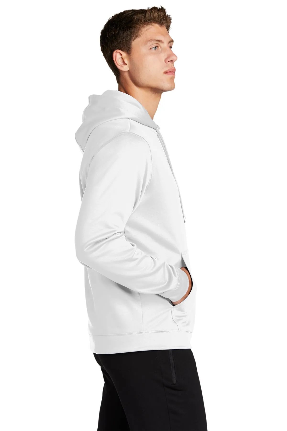 Sport-Tek Sport-Wick Fleece Branded Hooded Pullovers, White