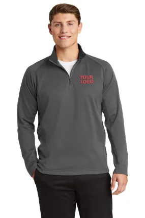 Sport-Tek Sport-Wick Fleece Custom 1/4-Zip Pullovers, Dark Smoke Grey/ Black