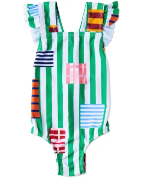 Stripe on Stripe One Piece Bathers