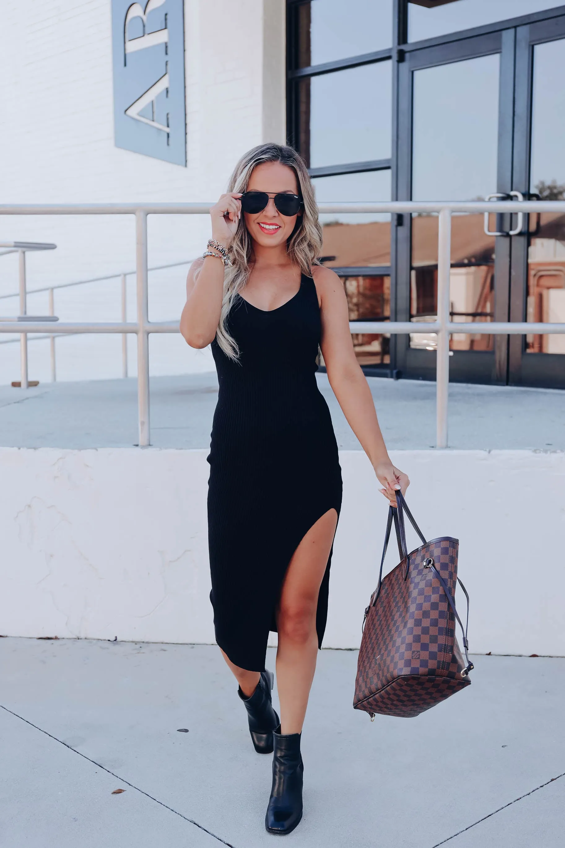 Sugar and Spice Ribbed Dress - Black