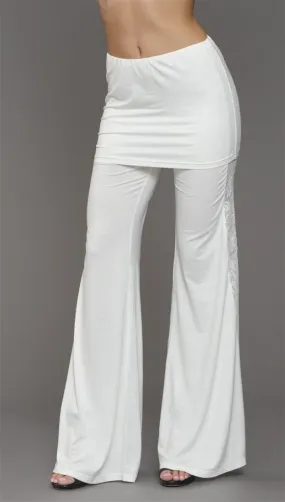 Sugar Lips Beyond Retro Wide Leg Foldover Skirt Pants in Off White