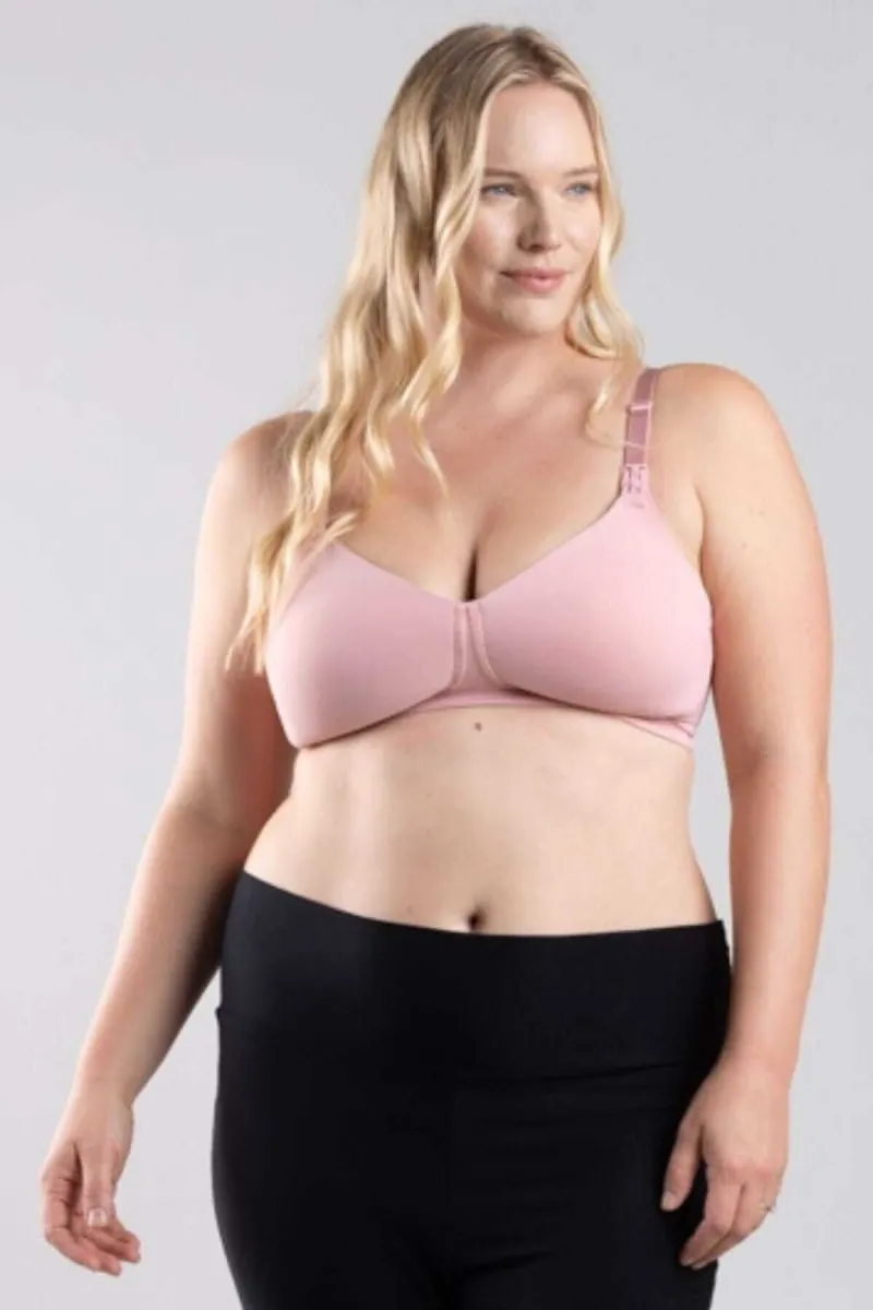 SuperMom™ Fixed Padding Nursing And Pumping T-Shirt Bra | Rose Pink