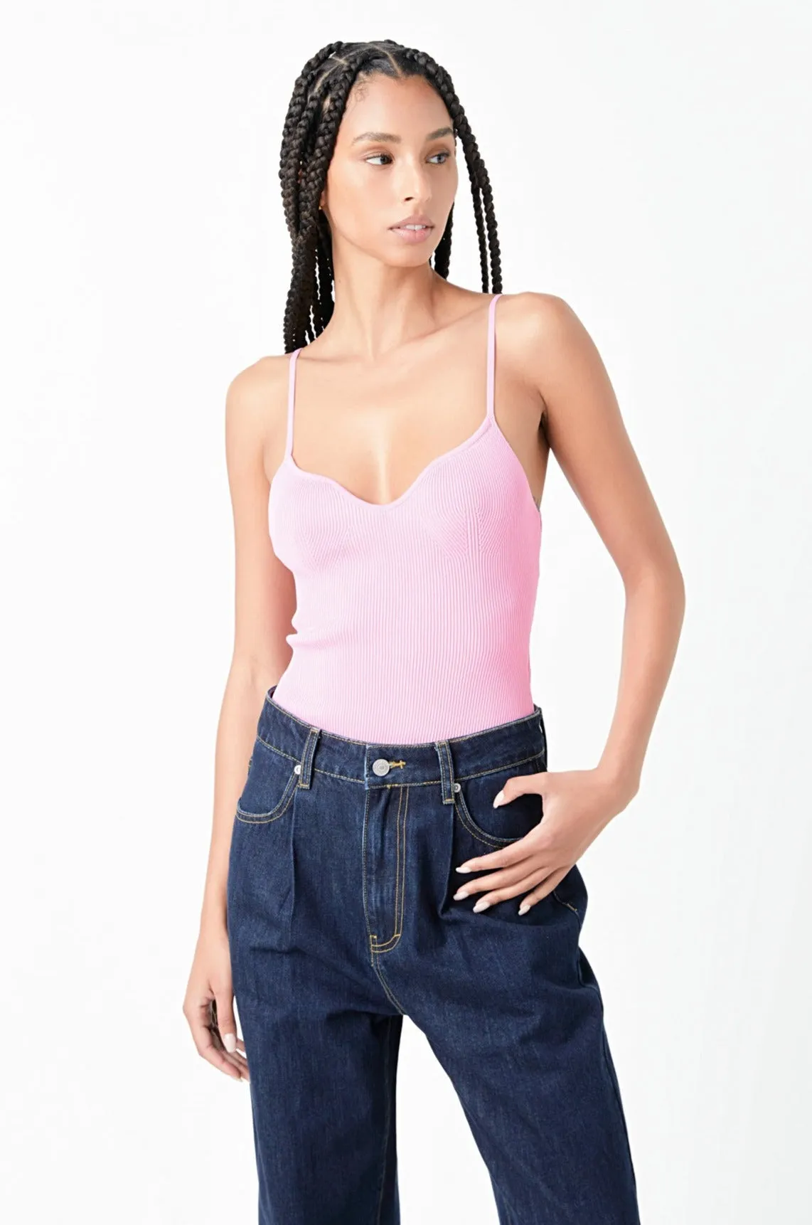 Sweetheart Neckline Knit Bodysuit