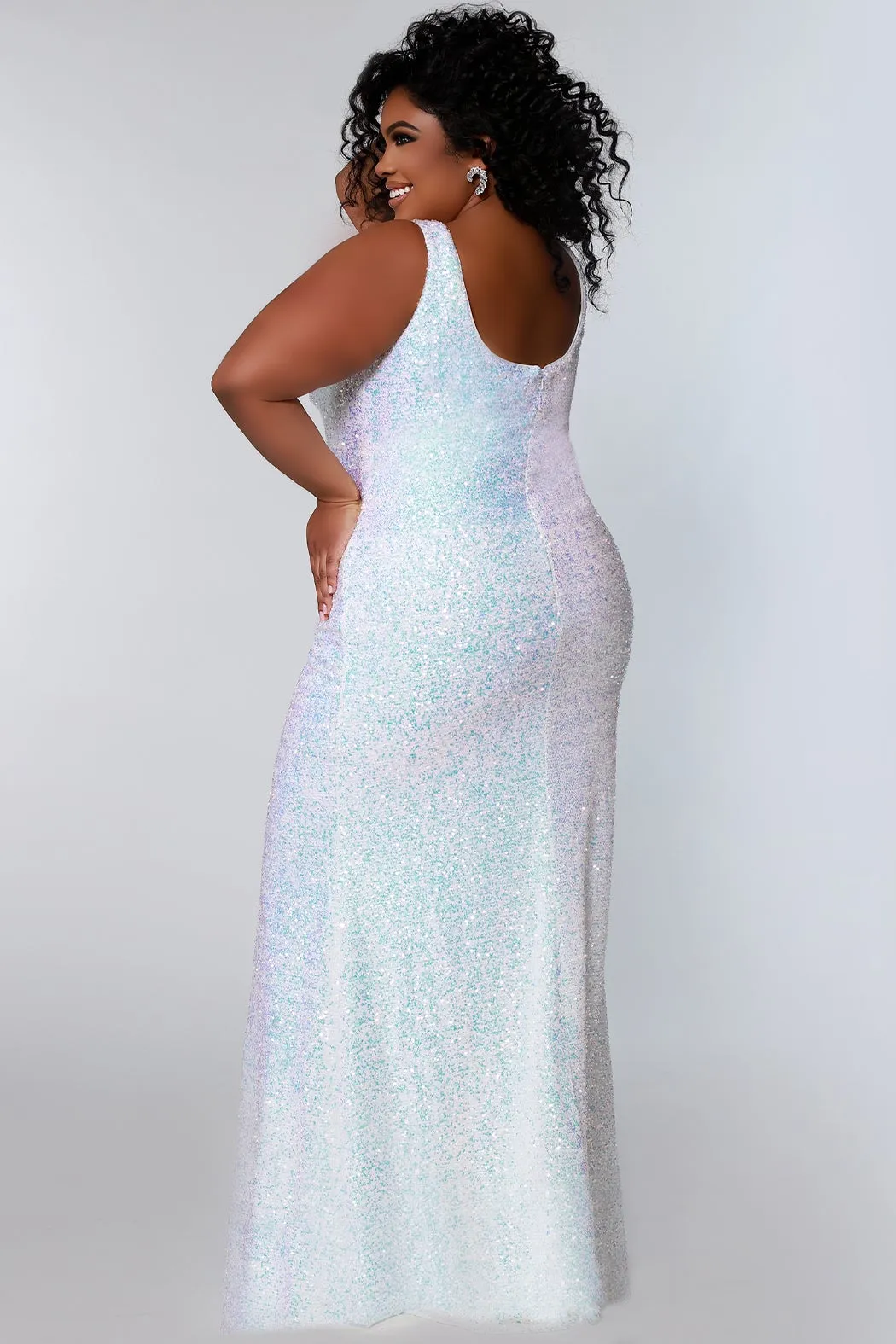 Tease Prom TE2201 Size 14 Sydneys Closet Long Fitted Sequin Plus size prom dress slit