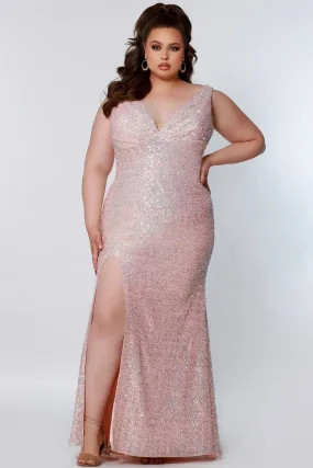 Tease Prom TE2201 Sydneys Closet Long Fitted Sequin Plus size prom dress slit