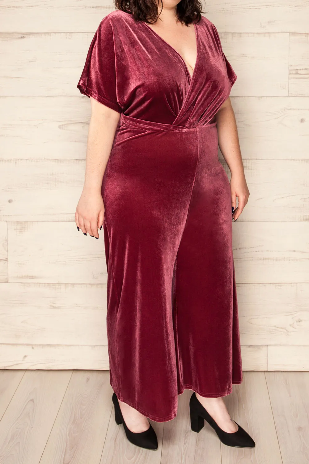 Tonnara Mauve | Plus Size Wide Leg Velvet Jumpsuit