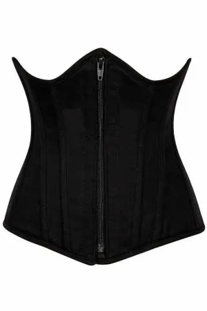 Top Drawer Black Cotton Underbust Steel Boned Corset