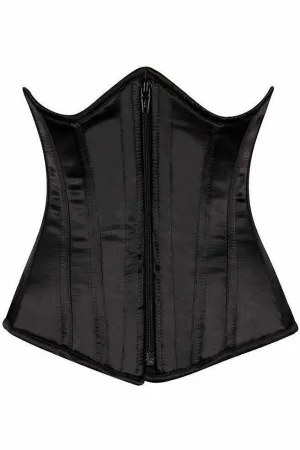 Top Drawer Black Satin Underbust Steel Boned Corset