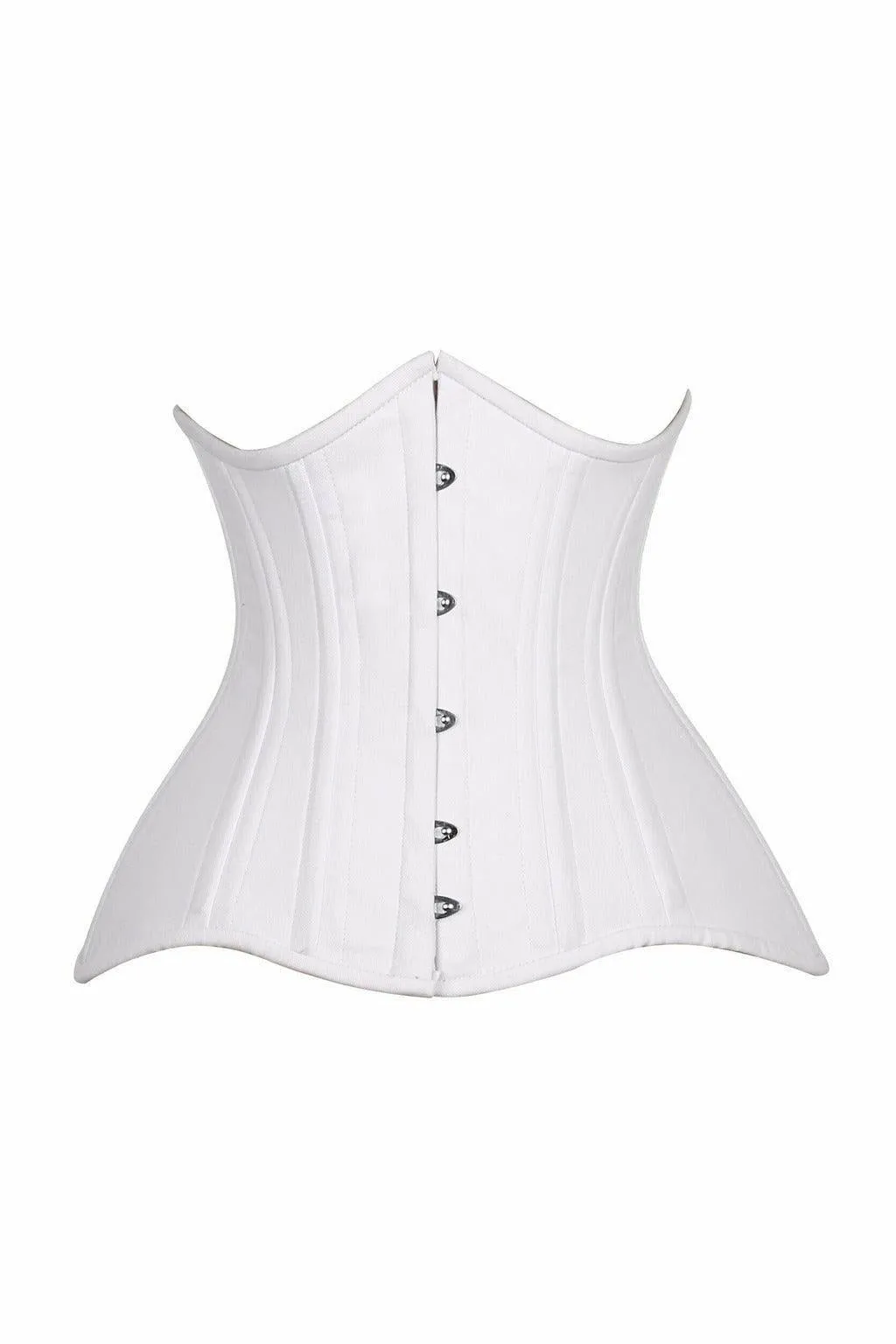 Top Drawer CURVY White Cotton Double Steel Boned Underbust Waist Cincher Corset