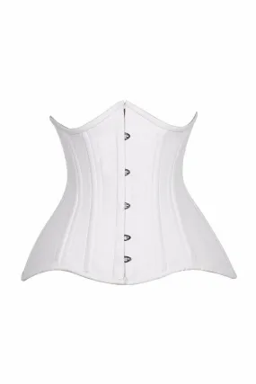 Top Drawer CURVY White Cotton Double Steel Boned Underbust Waist Cincher Corset