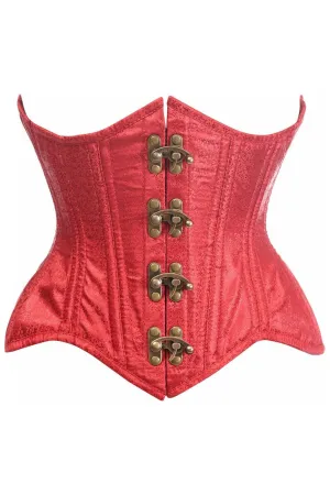 Top Drawer Double Steel Boned Wine Brocade Curvy Underbust Corset