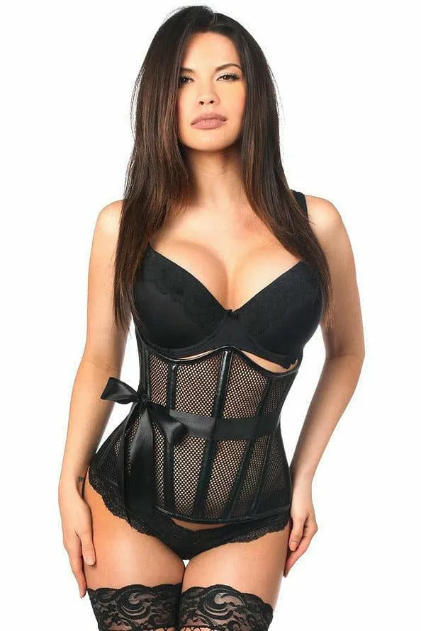 Top Drawer Fishnet & Faux Leather Steel Boned Underbust Corset