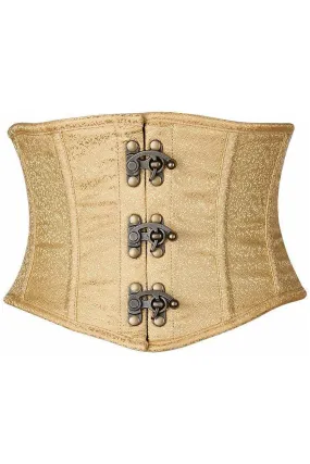 Top Drawer Gold Brocade Steel Boned Mini Cincher w/Clasps