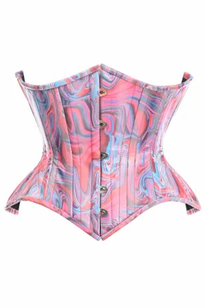 Top Drawer Retro Swirl Steel Boned Curvy Cut Underbust Cincher Corset