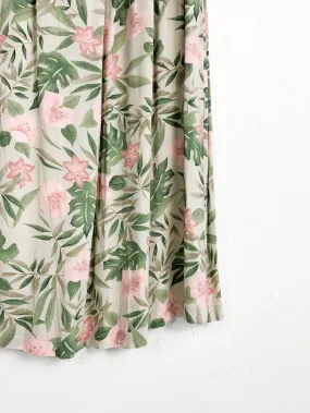 Tropical Floral Rayon Midi Skirt