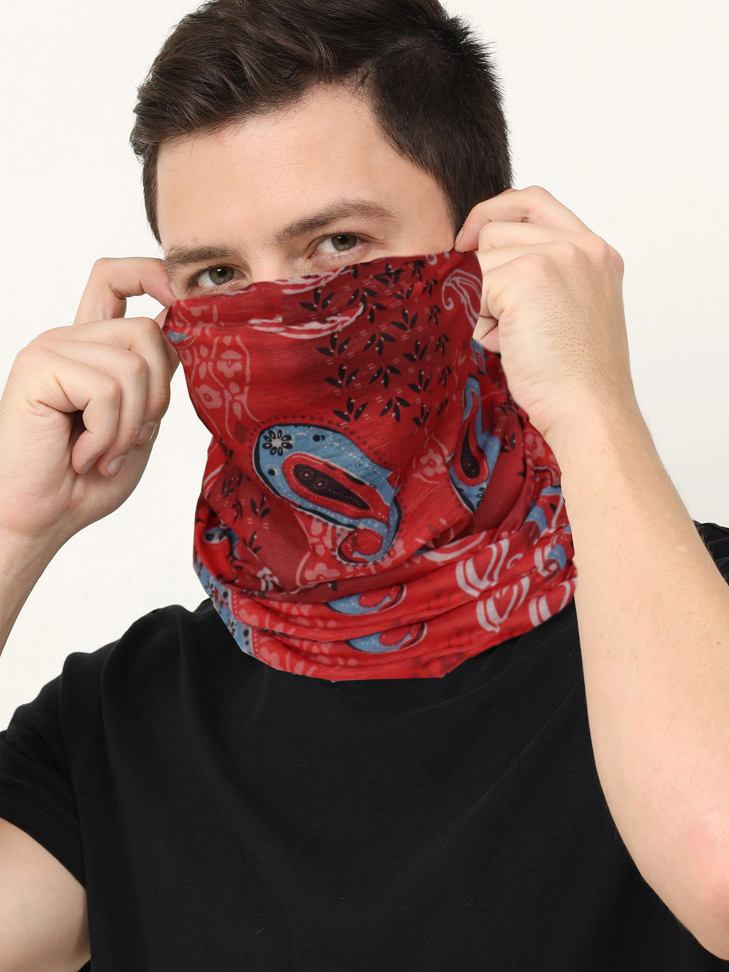 UrGear Men Women Unisex Adults and Kids Red Printed Bamboo Anti Microbial Multipurpose FREE SIZE Bandana