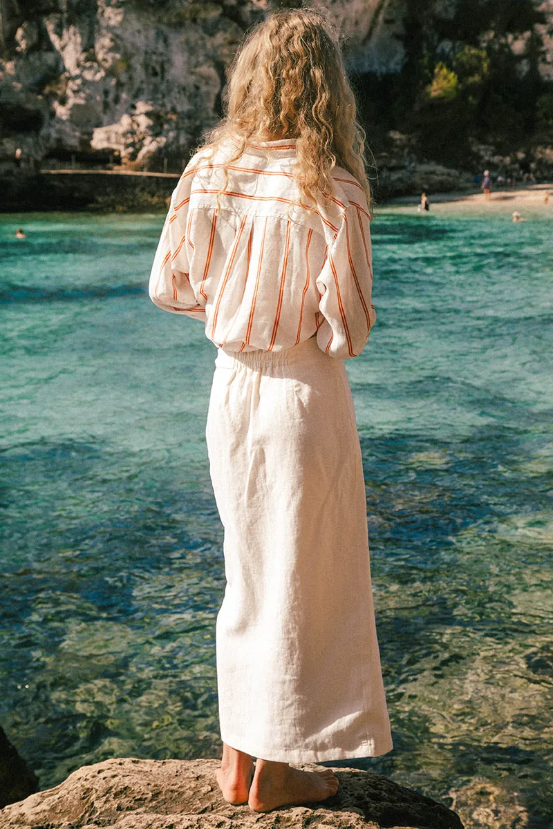 VERANO Midi Wrap Skirt - coconut linen