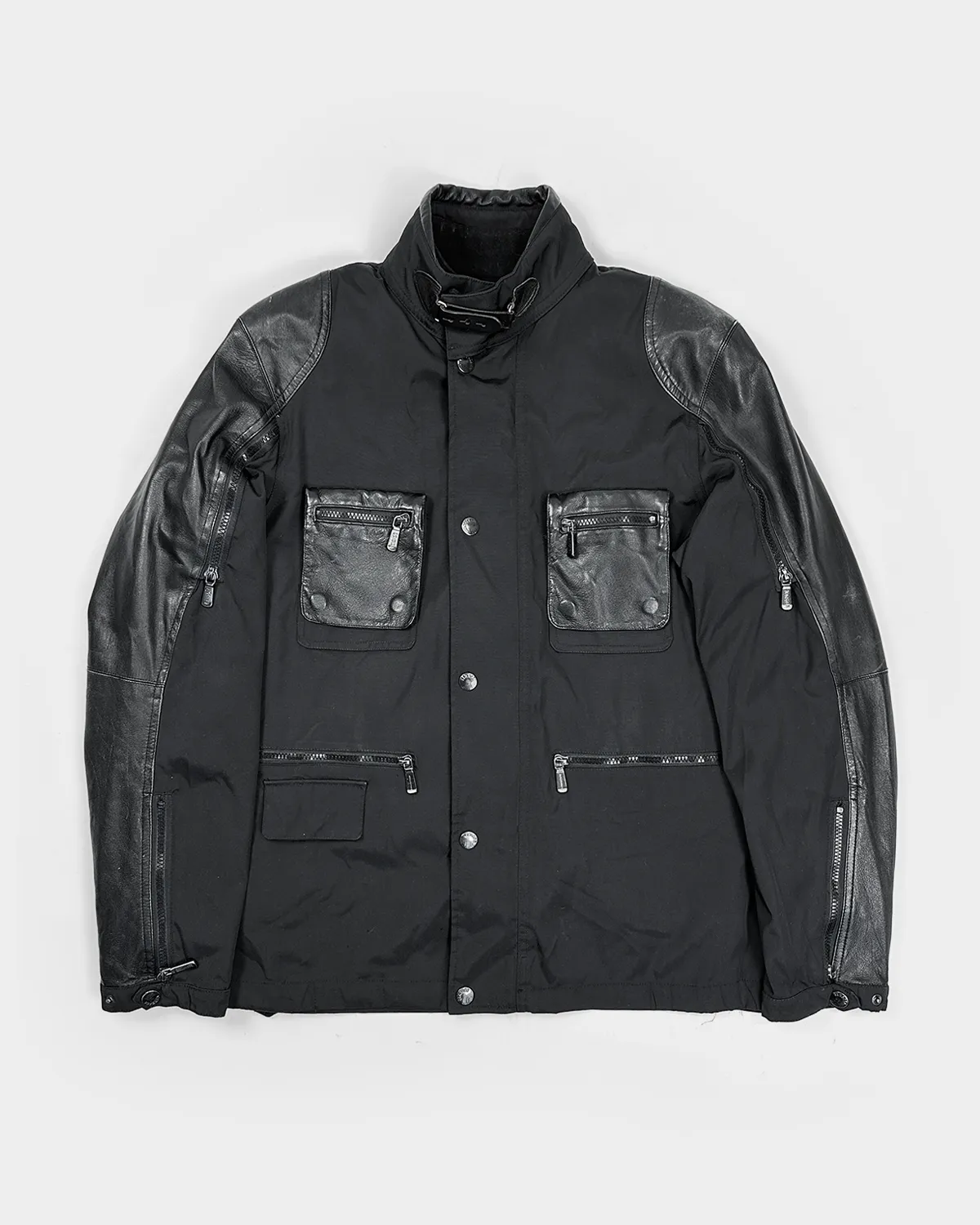 Versace 2-Layer Nylon   Leather Jacket 2000's