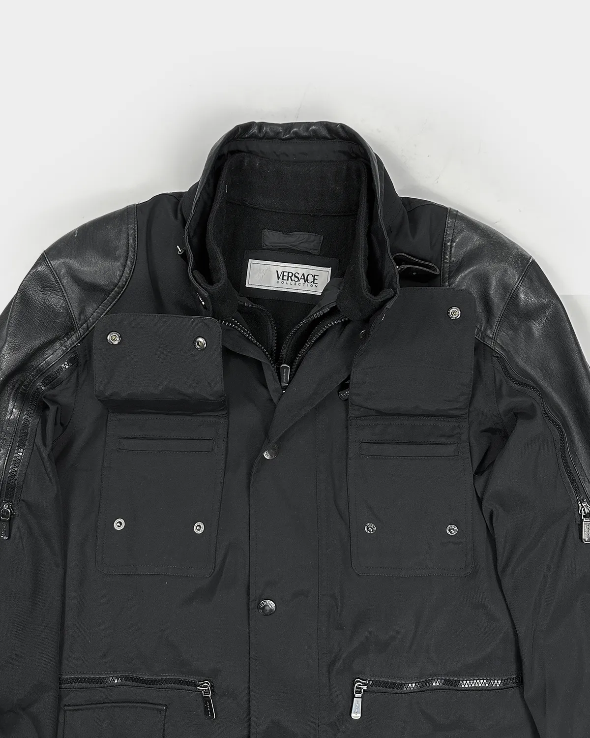 Versace 2-Layer Nylon   Leather Jacket 2000's