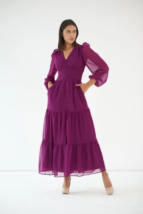 Violet Fit and Flare Georgette maxi dress