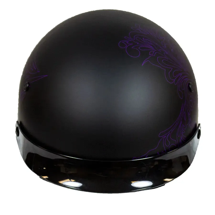 VOSS 707FRP Purple Paisley Half Helmet with Peak