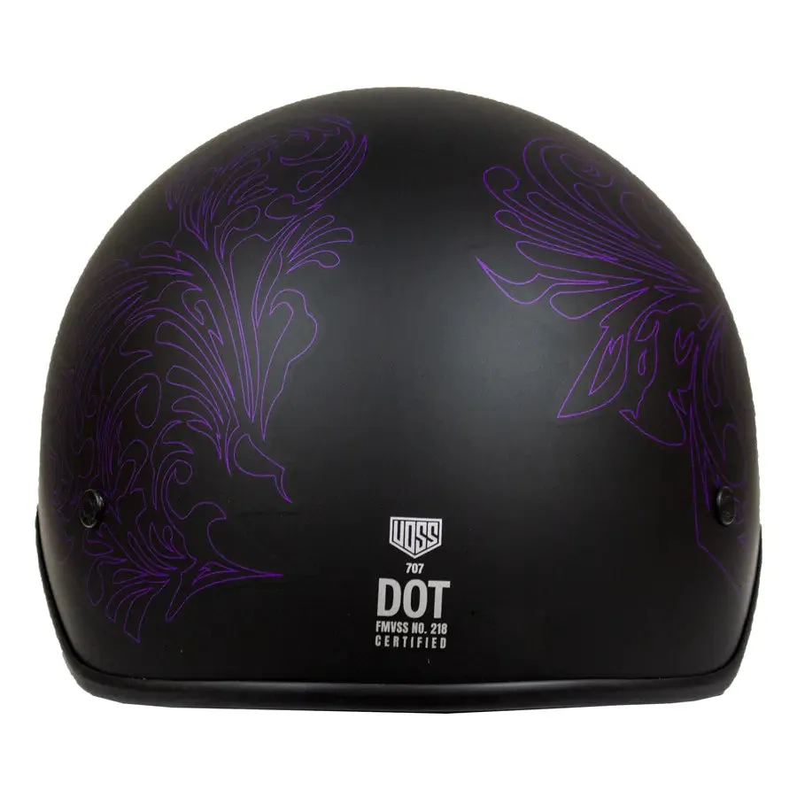 VOSS 707FRP Purple Paisley Half Helmet with Peak