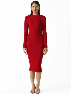 Wardrobe Solid Red Bodycon Dress