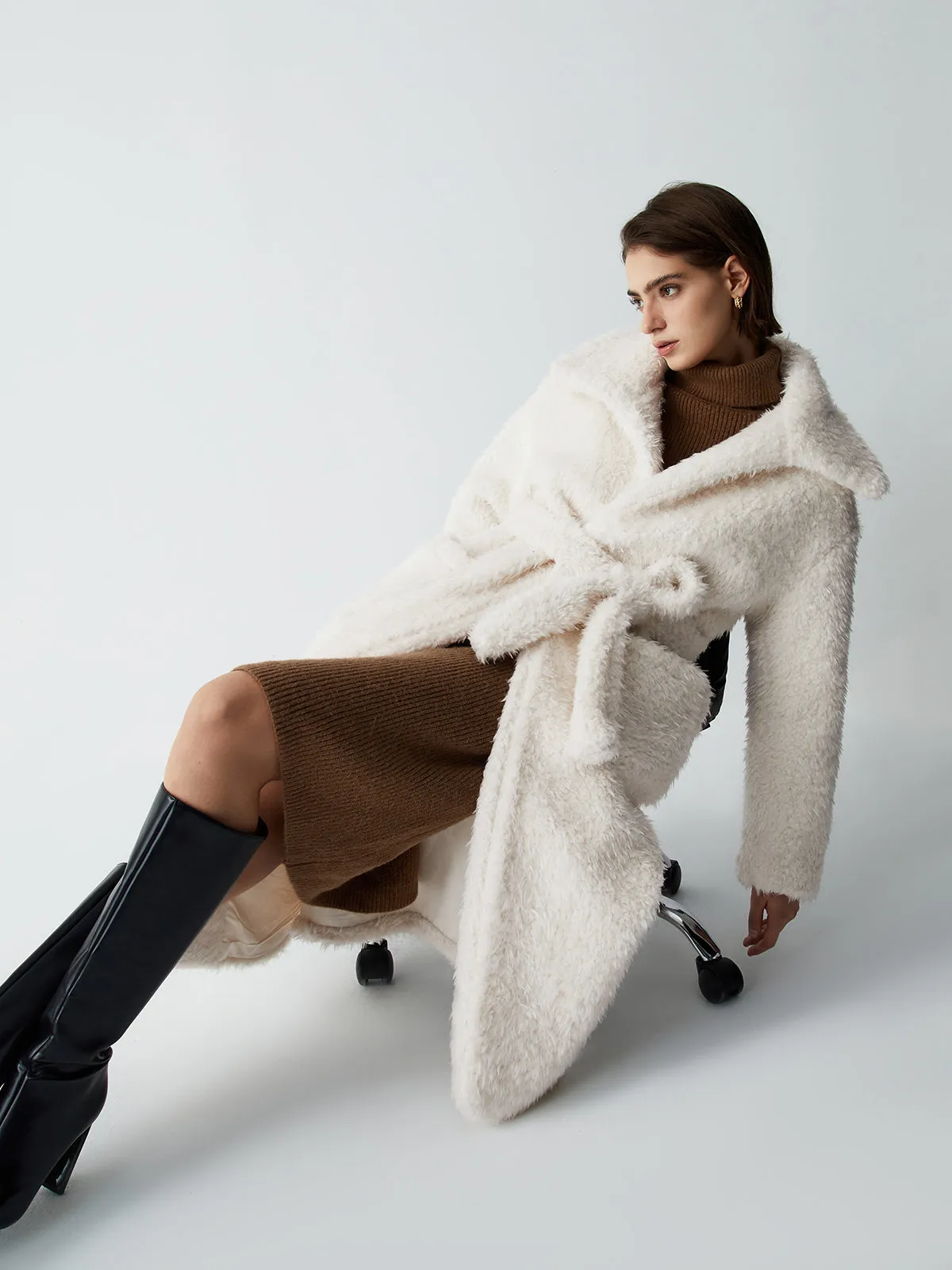 Warm Embrace Graceful Furry Trench Coat