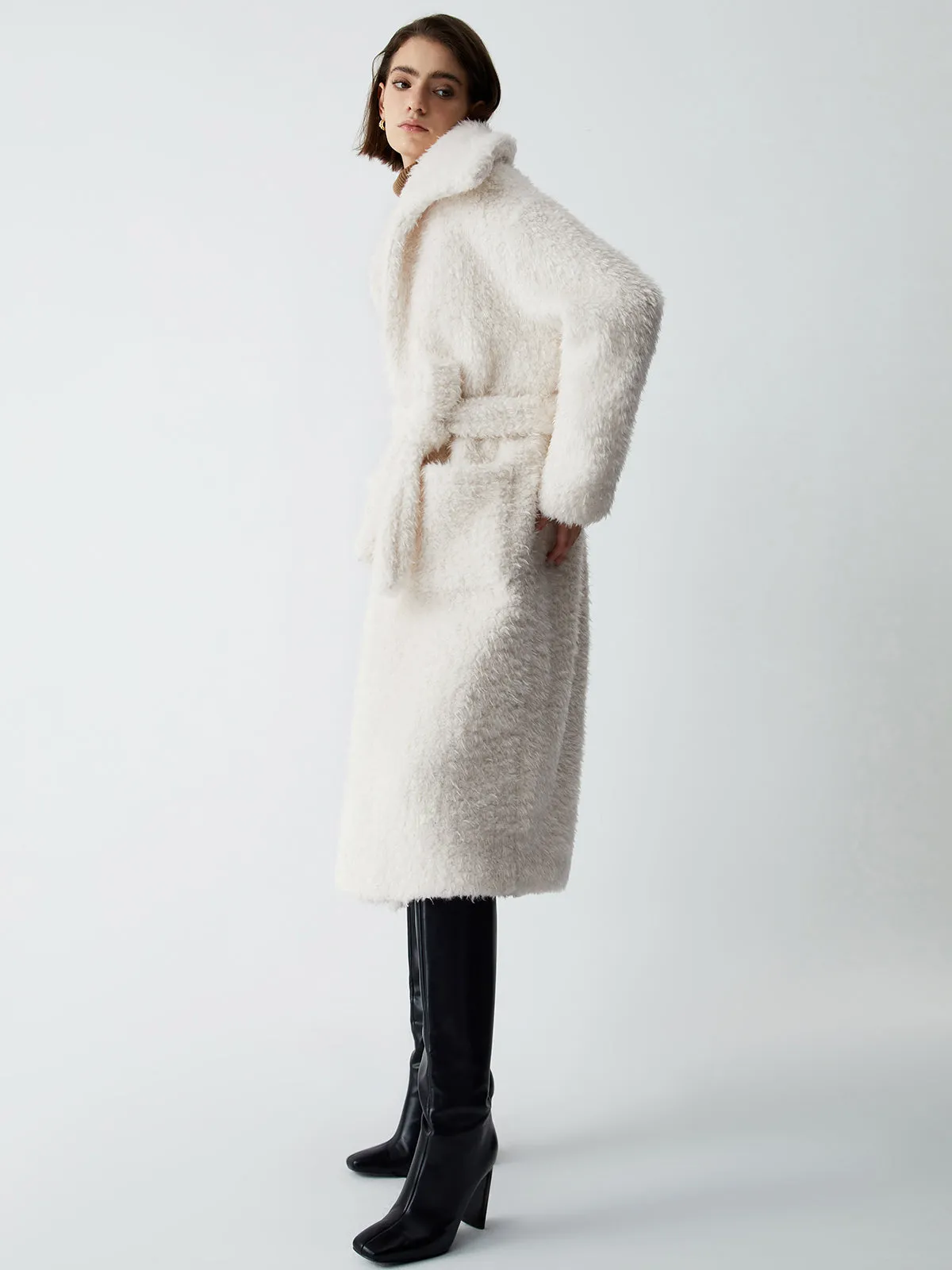 Warm Embrace Graceful Furry Trench Coat