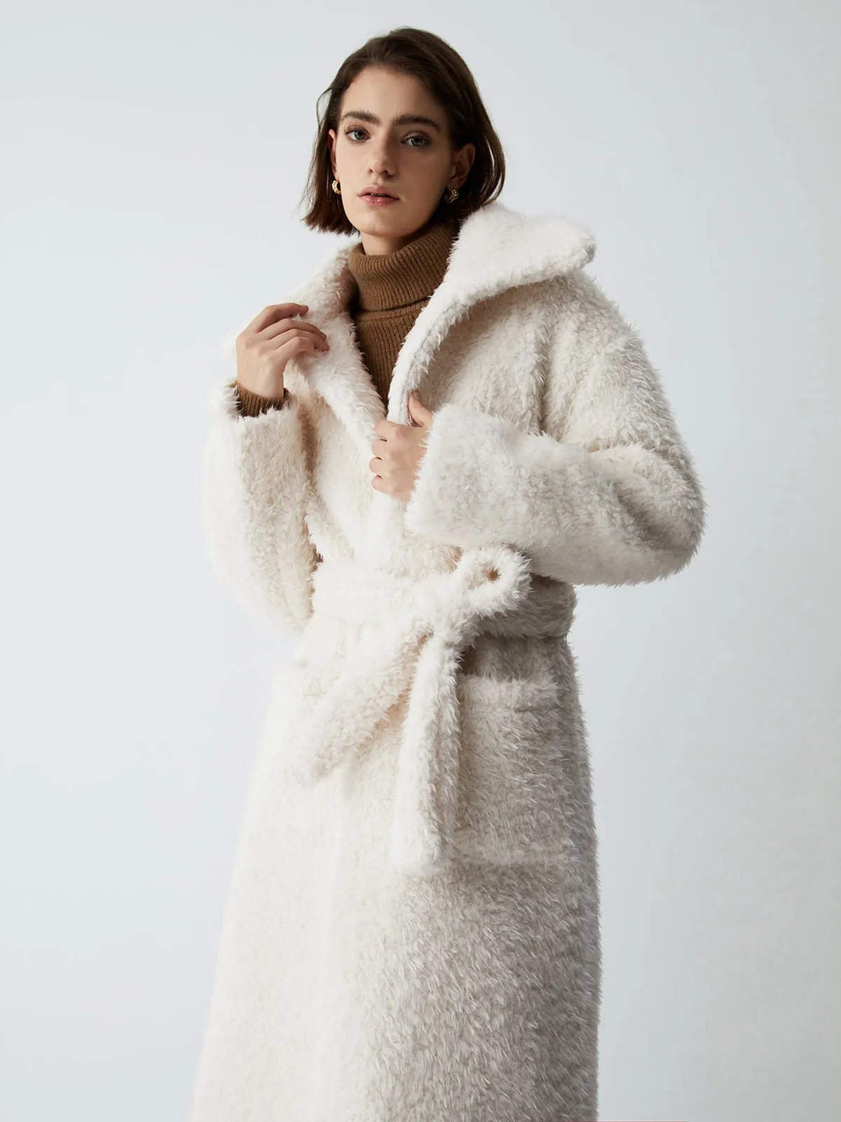 Warm Embrace Graceful Furry Trench Coat