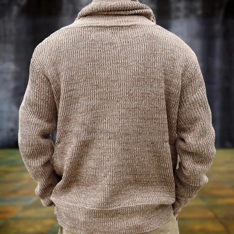 Wiaofellas Stacked Collar Sweater Men's Casual Round Neck Knitted Pullover Men's Pullover Knitted Wool Sweater Casual Pullover Sweater Coat