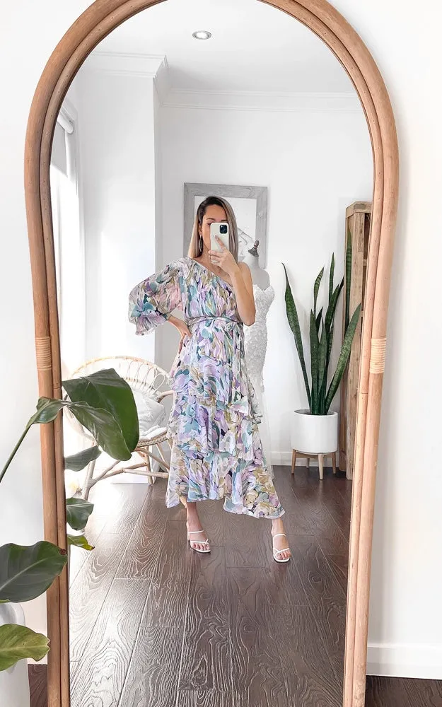 Willow Long Sleeve Maxi Dress - Aqua Lilac Floral