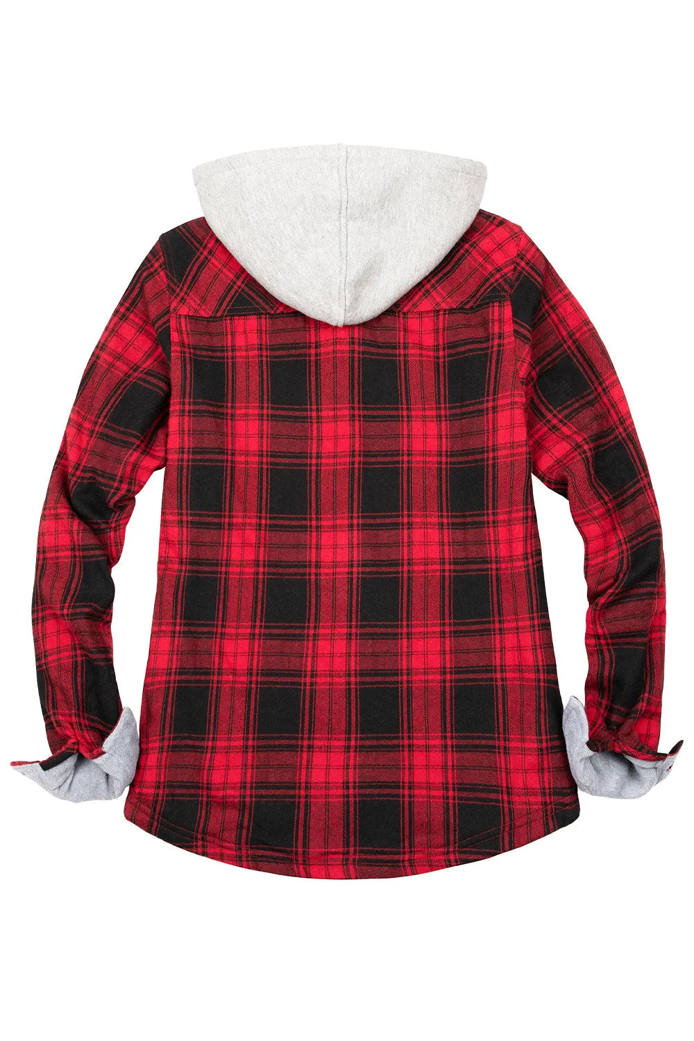 Women's Fleece Lined Flannel Shirt,Button Down Plaid Hooded Jacket