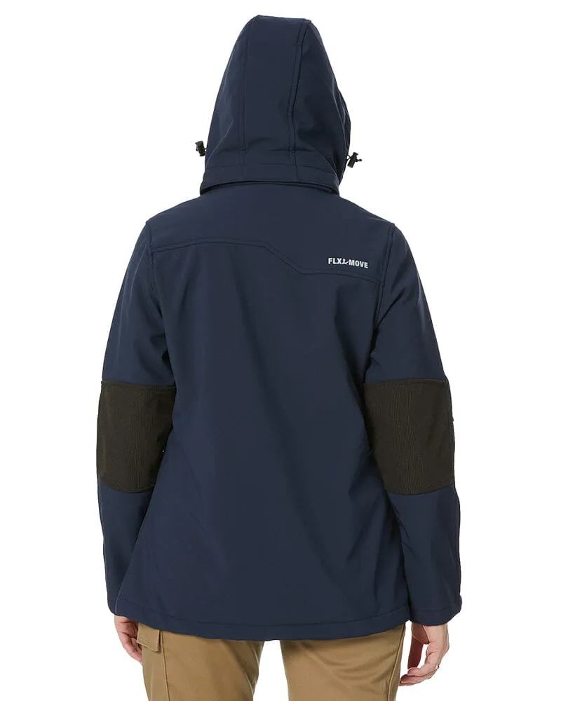 Womens Flex and Move Hooded Soft Shell Jacket - Navy