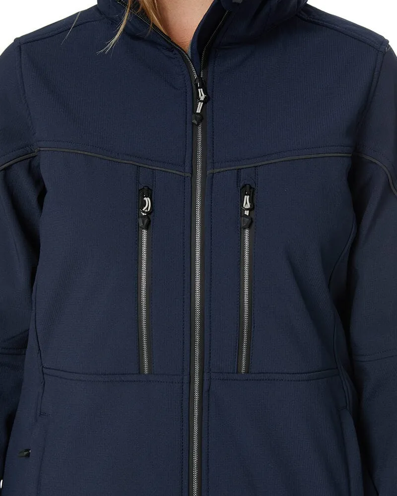 Womens Flex and Move Hooded Soft Shell Jacket - Navy