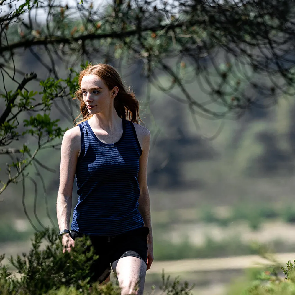 Womens Merino 150 Vest (Mini Stripe Navy/Denim)