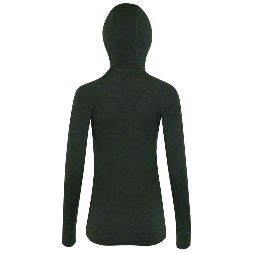 Womens Merino 200 Zip Neck Hoodie (Forest)