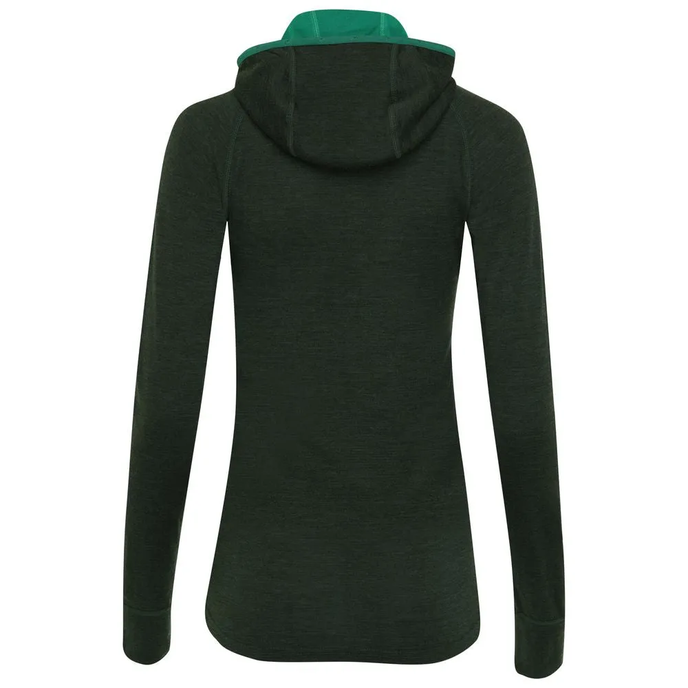 Womens Merino 200 Zip Neck Hoodie (Forest)