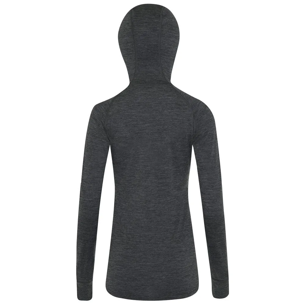 Womens Merino 200 Zip Neck Hoodie (Smoke)