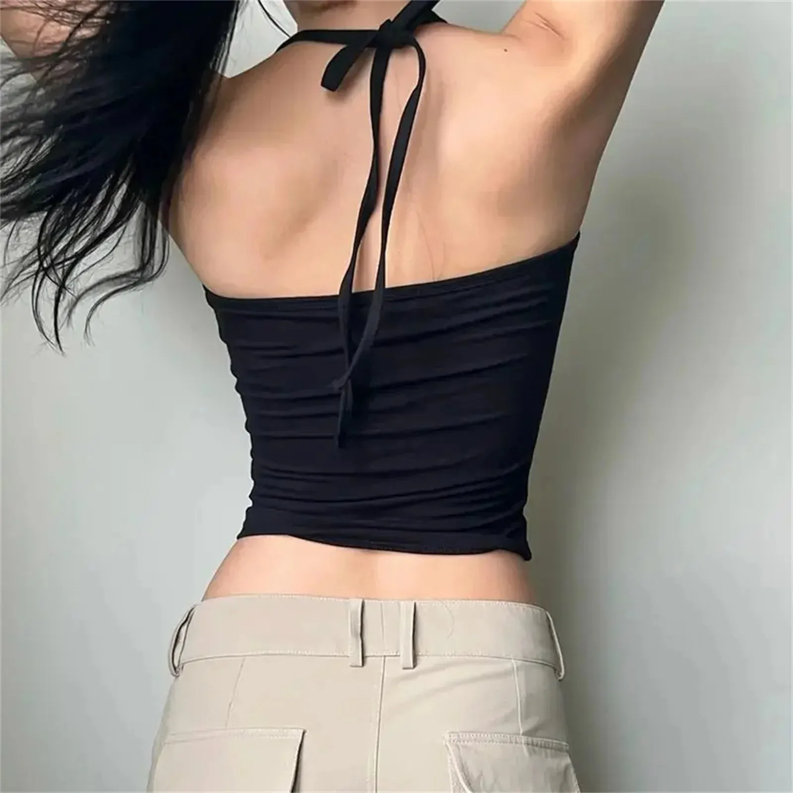 Women's Sweet Slim Cami Bowknot Embroidery Spaghetti Strap Show Navel Cropped Streetwear Tank Y2k Top