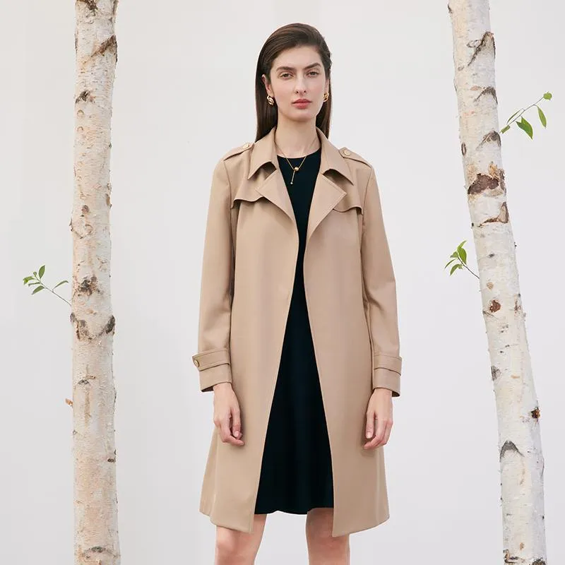 Worsted Wool Trench Coat With Belt