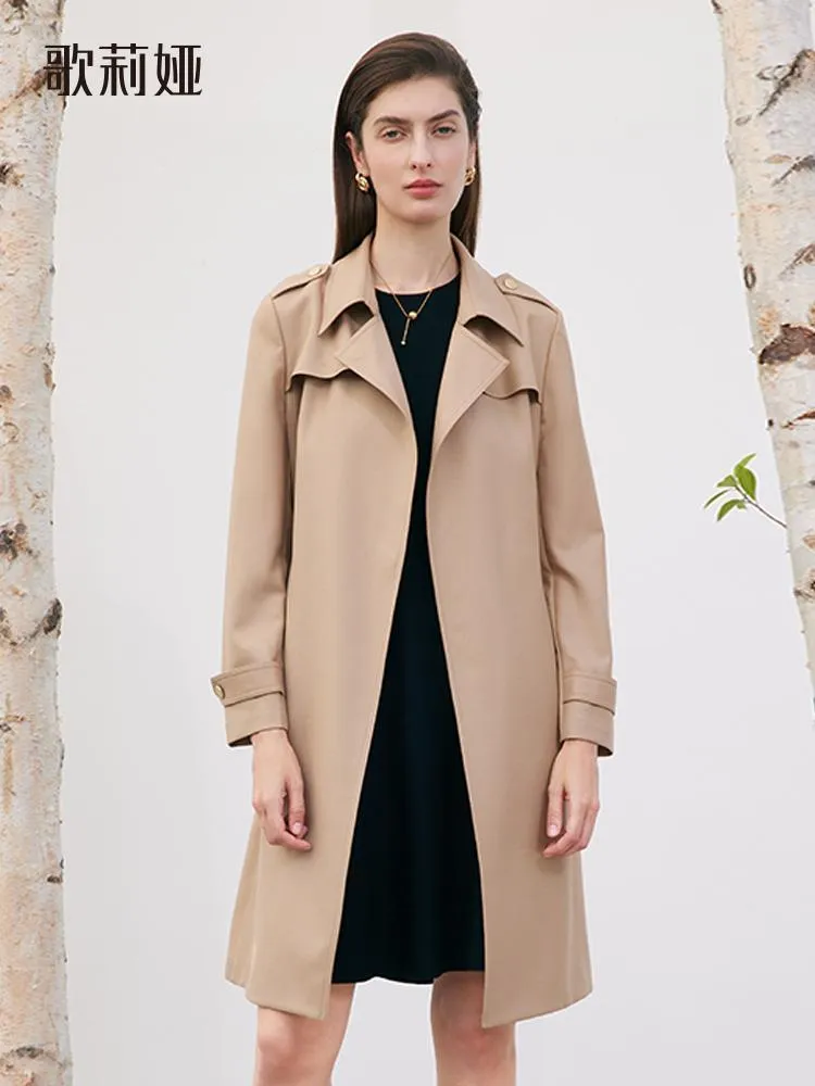 Worsted Wool Trench Coat With Belt