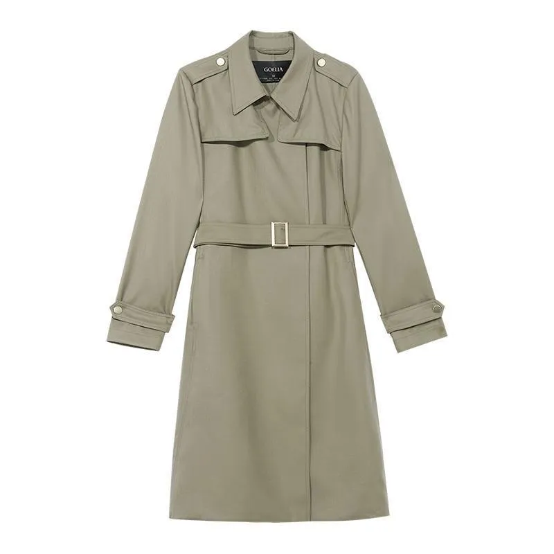 Worsted Wool Trench Coat With Belt