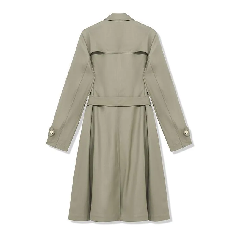 Worsted Wool Trench Coat With Belt