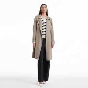 Worsted Wool Trench Coat With Belt