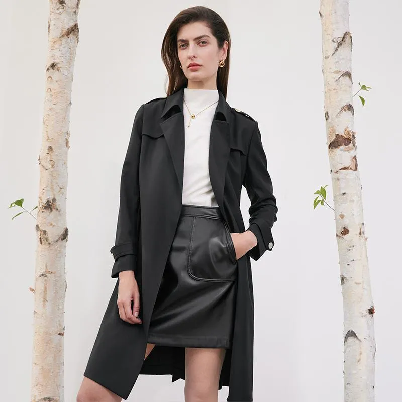 Worsted Wool Trench Coat With Belt