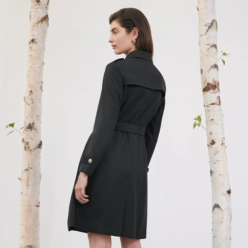 Worsted Wool Trench Coat With Belt